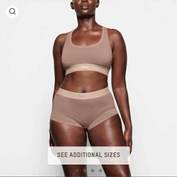 SKIMS Cotton Jersey Boy Short Umber Womens Small - Picture 2 of 11